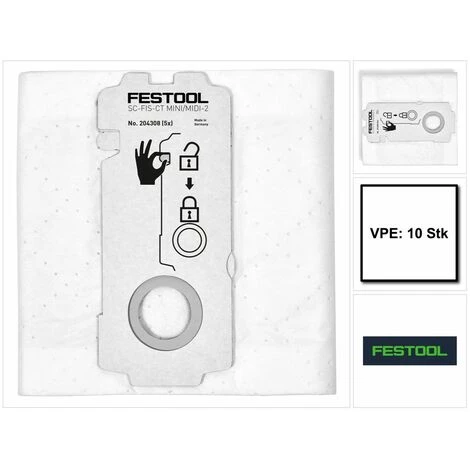 Festool SELFCLEAN SC-FIS-CT MINI/MIDI-2/10 Set de Sacs filtres ( 204308 ) pour aspirateurs CT MINI et CT MIDI à partir de l'année de fabrication 2019 - 10 pièces Festool SELFCLEAN SC-FIS-CT MINI/MIDI-2/10 Set De Sacs Filtres ( 204308 ) Pour Aspirateurs CT MINI Et CT MIDI à Partir De L'année De Fabrication 2019 - 10 Pièces -Aspirateur et sac Soldes 14162226 1