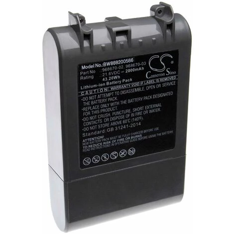 vhbw Batterie compatible avec Dyson SV11, V7, V7 Animal, V7 Motorhead Pro aspirateur, robot électroménager (2000mAh, 21,6V, Li-ion) Vhbw Batterie Compatible Avec Dyson SV11, V7, V7 Animal, V7 Motorhead Pro Aspirateur, Robot électroménager (2000mAh, 21,6V, Li-ion) -Aspirateur et sac Soldes 25183284 1