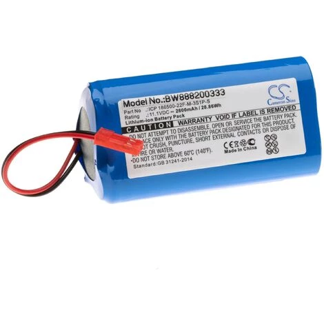 vhbw batterie remplacement pour Electropan ICP 186500-22F-M-3S1P-S pour robot électroménager (2600mAh, 11,1V, Li-ion) Vhbw Batterie Remplacement Pour Electropan ICP 186500-22F-M-3S1P-S Pour Robot électroménager (2600mAh, 11,1V, Li-ion) -Aspirateur et sac Soldes 25183963 1
