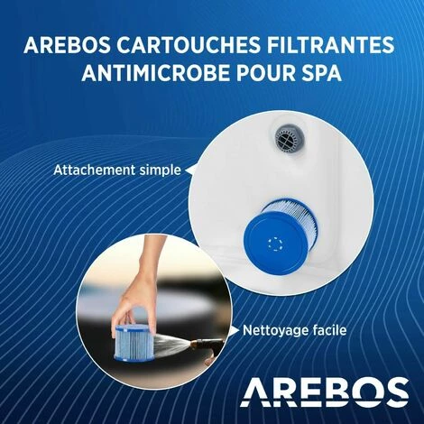 AREBOS Filtre de Piscine | 6X Cartouches de Filtre Spa Hot Tubs | Filtre antimicrobien | Bleu AREBOS Filtre De Piscine | 6X Cartouches De Filtre Spa Hot Tubs | Filtre Antimicrobien | Bleu -Aspirateur et sac Soldes 32697582 2