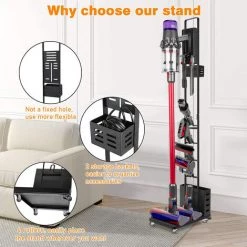 Aqrau Support D'aspirateur Multifonctionnel Sans Poin?on Domestique Noir 22 * ??34 * 131cm 2 Aqrau Support D'aspirateur Multifonctionnel Sans Poin?on Domestique Noir 22 * ??34 * 131cm -Aspirateur et sac Soldes 35618504 3