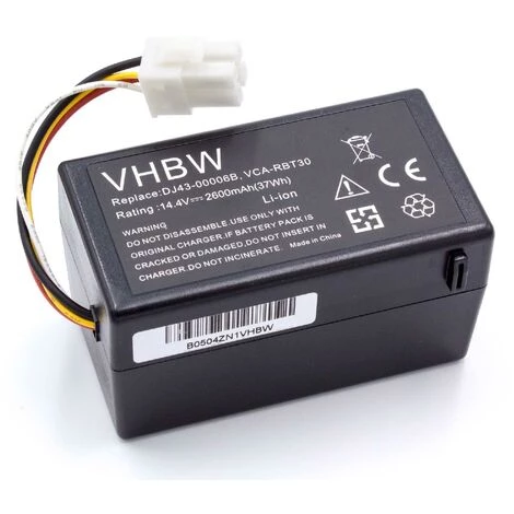 vhbw Batterie Li-Ion 2600mAh (14.4V) pour aspirateur ménager Samsung Navibot VCR8930, SR8930 comme DJ43-00006B, VCA-RBT30. Vhbw Batterie Li-Ion 2600mAh (14.4V) Pour Aspirateur Ménager Samsung Navibot VCR8930, SR8930 Comme DJ43-00006B, VCA-RBT30. -Aspirateur et sac Soldes 41580344 1