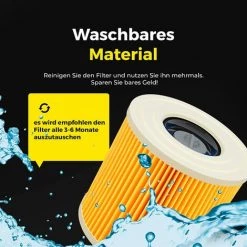 READCLY 2 X Filtre à Cartouche, Aspirateur à Cartouche, Convient Pour Kärcher WD3 Premium WD2 WD3 WD 3 MV3 WD 3 P Kit D'extension De Remplacement 6.414-552.0, 6.414-772.0, 6.414-547.0-lavable -Aspirateur et sac Soldes 48783041 4