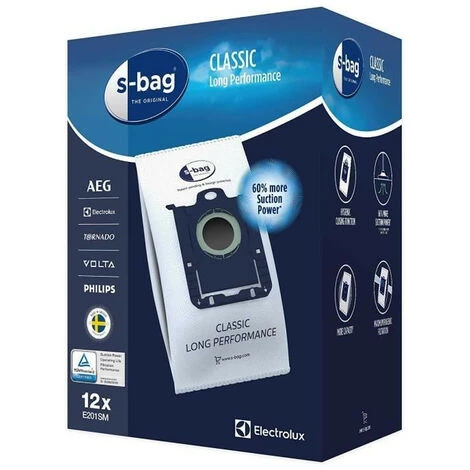 Sac aspirateur E201SM - Pack de 12 sacs - Classic long performance - 9001684811 - Electrolux Sac Aspirateur E201SM - Pack De 12 Sacs - Classic Long Performance - 9001684811 - Electrolux -Aspirateur et sac Soldes 49766292 2