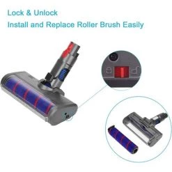 KARTOKNER Tête De Brosse électrique à Roulettes Douce Pour Dyson V11 V10 V8 V7 Aspirateur, Accessoire De Remplacement D'Outil De Brosse Pour Parquet/Sols Durs/Tapis/Nettoyage Des Coins Sombres -Aspirateur et sac Soldes 52641510 3