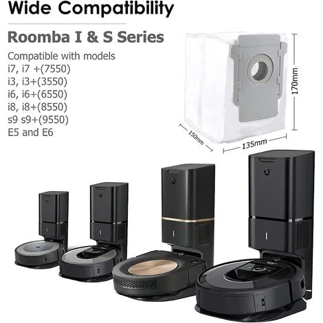 TANABATA Lot de 8 sacs d'aspirateur de rechange pour iRobot Roomba série I & S i7 i7+ 7550, i3 i3 Plus 3550, i6 i6+ 6550, i8 i8+ 8550, S9 S9+/9550, filtre automatique de la saleté avec base propre TANABATA Lot De 8 Sacs D'aspirateur De Rechange Pour IRobot Roomba Série I & S I7 I7+ 7550, I3 I3 Plus 3550, I6 I6+ 6550, I8 I8+ 8550, S9 S9+/9550, Filtre Automatique De La Saleté Avec Base Propre -Aspirateur et sac Soldes 53925888 3