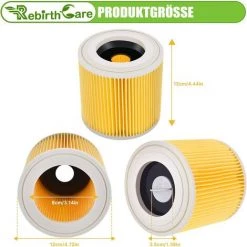 Lot De 2 Triomphe Filtres à Cartouche Pour WD3 Premium WD2 WD3 WD3P WD3 MV2 MV3 Filtre WD3 Filtre De Rechange Pour Aspirateur Kärcher 6.414-552.0/64145520 -Aspirateur et sac Soldes 54692390 5