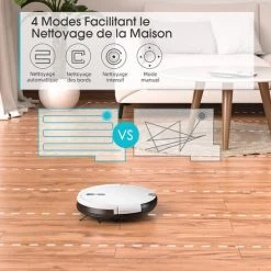 APOSEN Aspirateur Robot Avec Navigation Gyroscopique Cartographie Et 2 Brosses Latérales Supplémentaires,Mince Silencieux 4 Modes De Nettoyage -Aspirateur et sac Soldes 56801818 3