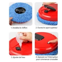 LRISHOM 3-In-1 Robot Nettoyeur Wet & Dry Recurage Humidifying Nettoyage Automatique De Charge Usb, Blanc - Blanc -Aspirateur et sac Soldes 57112209 5