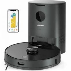 AIRROBO T10+ Aspirateur Robot Laveur Avec Collecteur Poussière Automatique, Laser Navigation, Aspiration 2700Pa, Contôle APP/Alexa, Nettoyage Sélectif De La Pièce, Idéal Pour Poils D'animaux