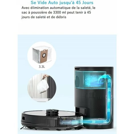 Robot Aspirateur et Laveur 3 EN 1 avec Station de Vidage Automatique, Super Aspiration 2700Pa - AIRROBO T10+ Idéal pour Poils d'Animaux Cheveux Poussière - Version Nouvelle Robot Aspirateur Et Laveur 3 EN 1 Avec Station De Vidage Automatique, Super Aspiration 2700Pa - AIRROBO T10+ Idéal Pour Poils D'Animaux Cheveux Poussière - Version Nouvelle -Aspirateur et sac Soldes 57933324 3