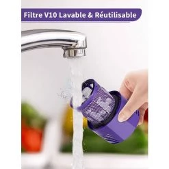EINEMGELD Filtre De Rechange Pour Dyson V10 SV12 Cyclone Aspirateurs Pièce De Rechange Pour Filtre à Vide Lavable Compatible Avec Dyson V10 Aspirateur Sans Fil Cyclone Animal Absolute Total Aspirateur 2Pack 3 EINEMGELD Filtre De Rechange Pour Dyson V10 SV12 Cyclone Aspirateurs Pièce De Rechange Pour Filtre à Vide Lavable Compatible Avec Dyson V10 Aspirateur Sans Fil Cyclone Animal Absolute Total Aspirateur 2Pack -Aspirateur et sac Soldes 59433986 4