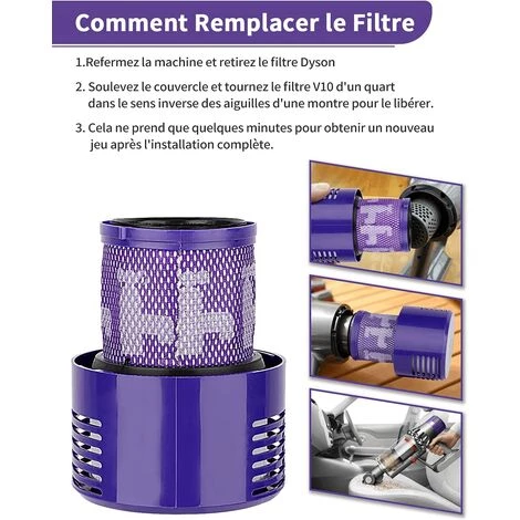EINEMGELD Filtre de Rechange pour Dyson V10 SV12 Cyclone Aspirateurs Pièce de Rechange pour Filtre à Vide Lavable Compatible avec Dyson V10 Aspirateur sans Fil Cyclone Animal Absolute Total Aspirateur 2Pack EINEMGELD Filtre De Rechange Pour Dyson V10 SV12 Cyclone Aspirateurs Pièce De Rechange Pour Filtre à Vide Lavable Compatible Avec Dyson V10 Aspirateur Sans Fil Cyclone Animal Absolute Total Aspirateur 2Pack -Aspirateur et sac Soldes 59433986 5