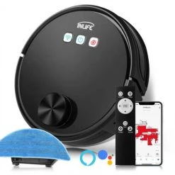 INLIFE Aspirateur Robot Et Laveur 2 En 1 MT-1200A Aspirateur Navigation Laser 3000Pa Electroménager Fonctionne Avec WiFi/App/Alexa/Google Détection Des Tapis