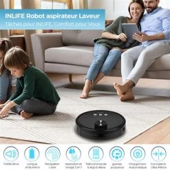 INLIFE Aspirateur Robot Et Laveur 2 En 1 MT-1200A Aspirateur Navigation Laser 3000Pa Electroménager Fonctionne Avec WiFi/App/Alexa/Google Détection Des Tapis -Aspirateur et sac Soldes 60100021 4