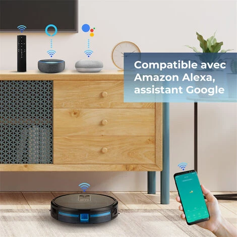 INLIFE Aspirateur Robot et Laveur 2 en 1 MT-720A Electroménager 3000Pa Aspiration 600ml Capacité Fonctionne avec WiFi/App/Alexa/Google Idéal pour Poils d'Animaux INLIFE Aspirateur Robot Et Laveur 2 En 1 MT-720A Electroménager 3000Pa Aspiration 600ml Capacité Fonctionne Avec WiFi/App/Alexa/Google Idéal Pour Poils D'Animaux -Aspirateur et sac Soldes 60100024 3