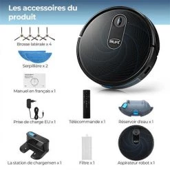 INLIFE Aspirateur Robot Et Laveur 2 En 1 MT-720A Electroménager 3000Pa Aspiration 600ml Capacité Fonctionne Avec WiFi/App/Alexa/Google Idéal Pour Poils D'Animaux 4 INLIFE Aspirateur Robot Et Laveur 2 En 1 MT-720A Electroménager 3000Pa Aspiration 600ml Capacité Fonctionne Avec WiFi/App/Alexa/Google Idéal Pour Poils D'Animaux -Aspirateur et sac Soldes 60100024 5