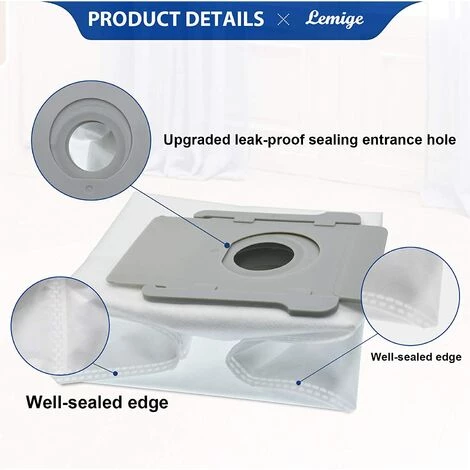 MEZHENG 24 pièces de sacs sous vide conviennent pour Roomba i7 i7+ j7 j7+/Plus (7550) i3+ (3550) i4+ (4552) i6+ (6550) i8+ (8550) s9+ (9550) base de nettoyage série I & S & J sac de traitement automatique de la saleté ( 24 sacs) MEZHENG 24 Pièces De Sacs Sous Vide Conviennent Pour Roomba I7 I7+ J7 J7+/Plus (7550) I3+ (3550) I4+ (4552) I6+ (6550) I8+ (8550) S9+ (9550) Base De Nettoyage Série I & S & J Sac De Traitement Automatique De La Saleté ( 24 Sacs) -Aspirateur et sac Soldes 64119409 4