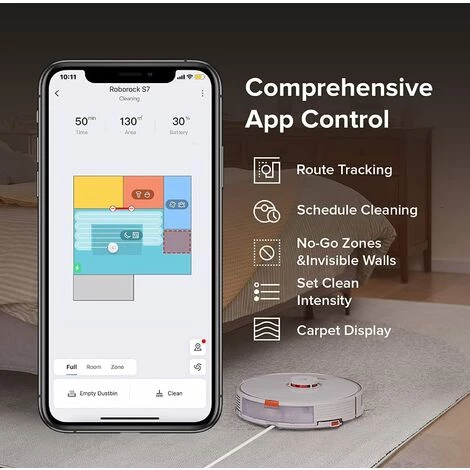 Roborock S7 Aspirateur Robot Puissant 2500Pa Robot LiDAR Navigation - APP- Blanc Roborock S7 Aspirateur Robot Puissant 2500Pa Robot LiDAR Navigation - APP- Blanc -Aspirateur et sac Soldes 64399364 3