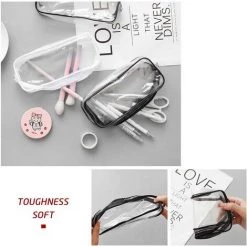 GRID COOL Sac à Crayons Transparent 2 Pièces, Trousse De Toilette Transparente, étui à Crayons , étui à Crayons à Fermeture éclair En PVC Imperméable Transparent Pour Le Stockage De Cosmétiques De Papeterie -Aspirateur et sac Soldes 64420430 4