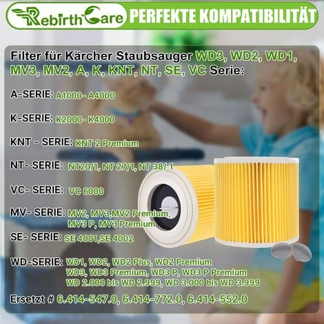 CESIèCLEFOU Lot de 2 filtres à cartouche pour Kärcher WD3 PremiumFiltre WD3 - Filtre de rechange pour aspirateur Kärcher Lefou CESIèCLEFOU Lot De 2 Filtres à Cartouche Pour Kärcher WD3 PremiumFiltre WD3 - Filtre De Rechange Pour Aspirateur Kärcher Lefou -Aspirateur et sac Soldes 64903253 3