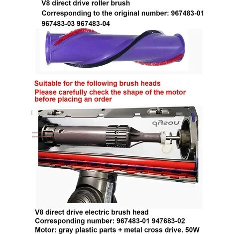 OSQI Brushroll Roller Brush 967485-01 pour aspirateur sans fil Dyson V8 OSQI Brushroll Roller Brush 967485-01 Pour Aspirateur Sans Fil Dyson V8 -Aspirateur et sac Soldes 65503342 4