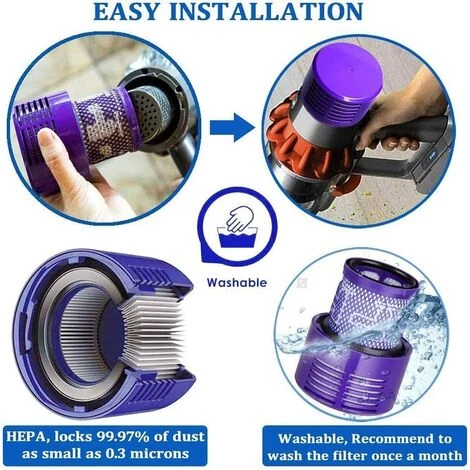 OSQI Lot de 2 filtres de rechange lavables pour aspirateurs Dyson V10 Filtre de rechange Dyson pour la série V10 SV12 OSQI Lot De 2 Filtres De Rechange Lavables Pour Aspirateurs Dyson V10 Filtre De Rechange Dyson Pour La Série V10 SV12 -Aspirateur et sac Soldes 65506227 4